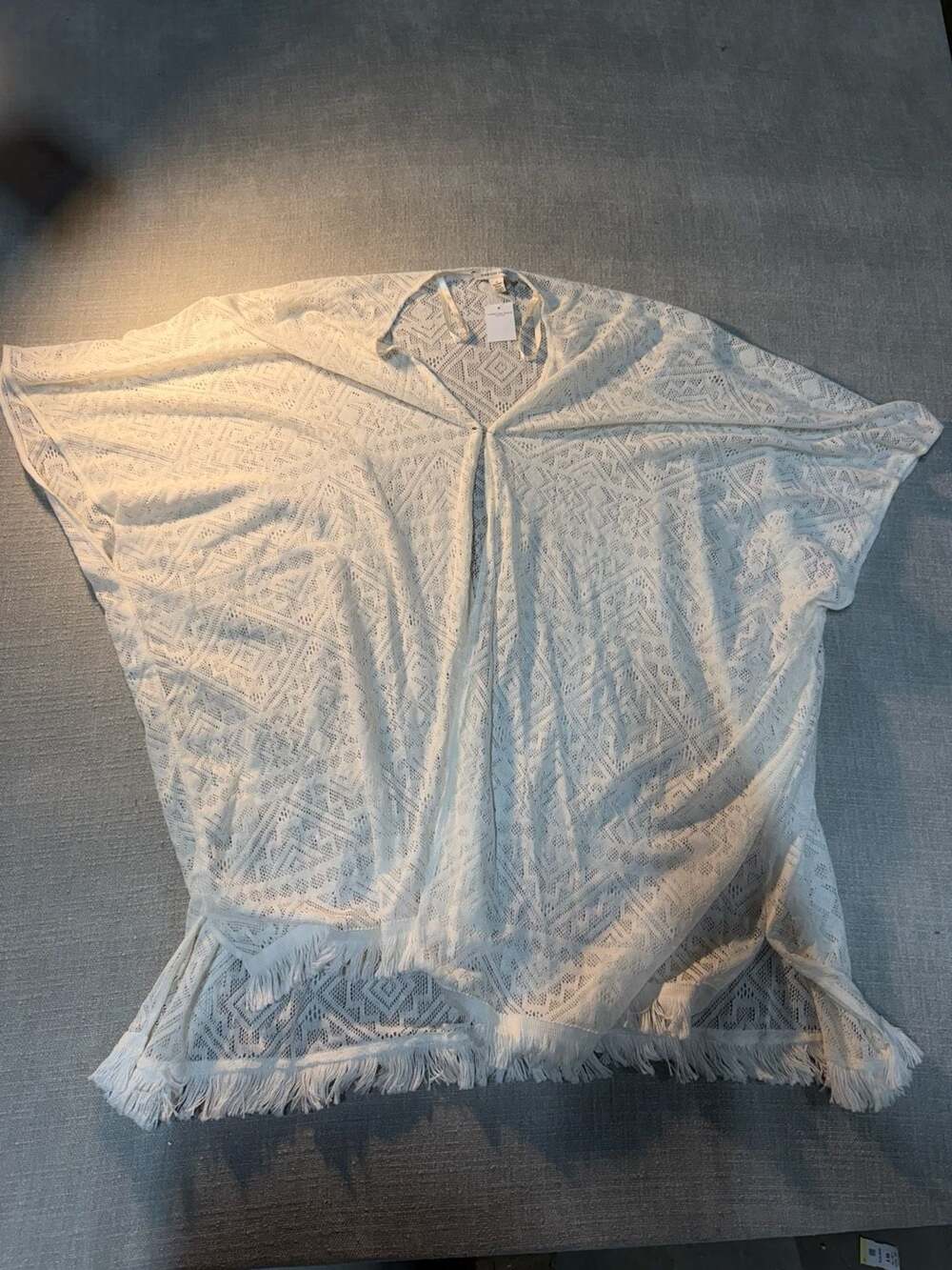 American Eagle Women's White Lace Fringe Beach Cover-Up